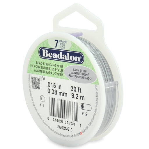 0.015" Satin Silver 7 Strand Stainless Steel Beadalon Wire (30ft)