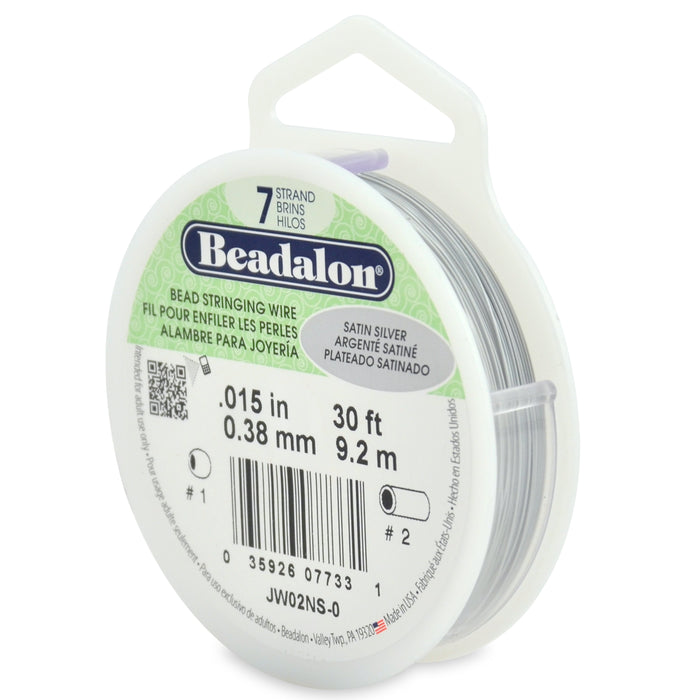 0.015" Satin Silver 7 Strand Stainless Steel Beadalon Wire (30ft)