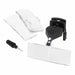 BeadSmith clip-on LED magnifier with three separate lenses, clip light unit and small screwdriver on white