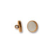 Magnetic clasp half in antiqued copper showing the silver-tone magnet face beside a side view of the ring loop