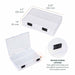 Organizer case dimensions 6.25 x 4.2 x 1.5 inches with callout of secure sliding latches