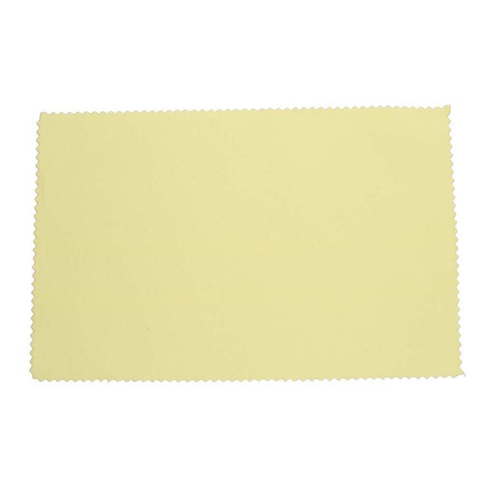 Flat pale yellow Sunshine polishing cloth with pinked scalloped edges