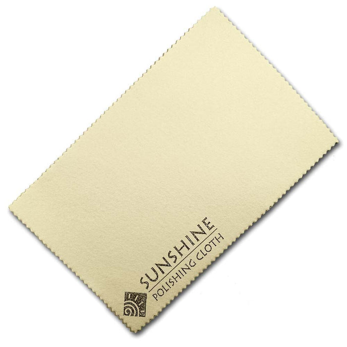 Sunshine polishing cloth with the brown Sunshine logo stamped in the corner