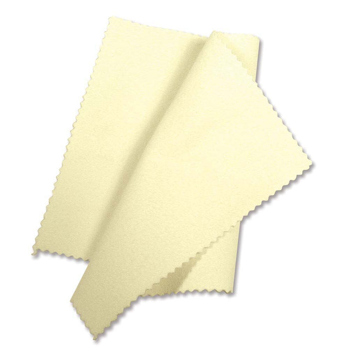 Sunshine polishing cloth loosely folded, showing cream fabric texture and pinked edges