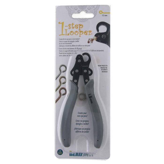 BeadSmith 1-step Looper pliers in retail packaging with printed label and 1.5mm loop size