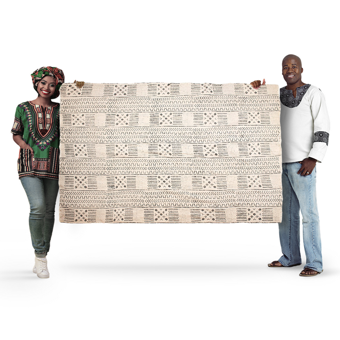 White Bogolan Mali Mud Cloth (Goundam Design) - The Bead Chest