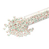 Red & Green Striped Chalk White Czech Glass Seed Beads (8/0, 3mm, 22g Tube)