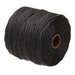 Black nylon macrame cord spool angled to show the wound cord layers and the open center hole