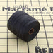Black S-Lon nylon bead cord spool resting on a mini macramé board with a loose cord end