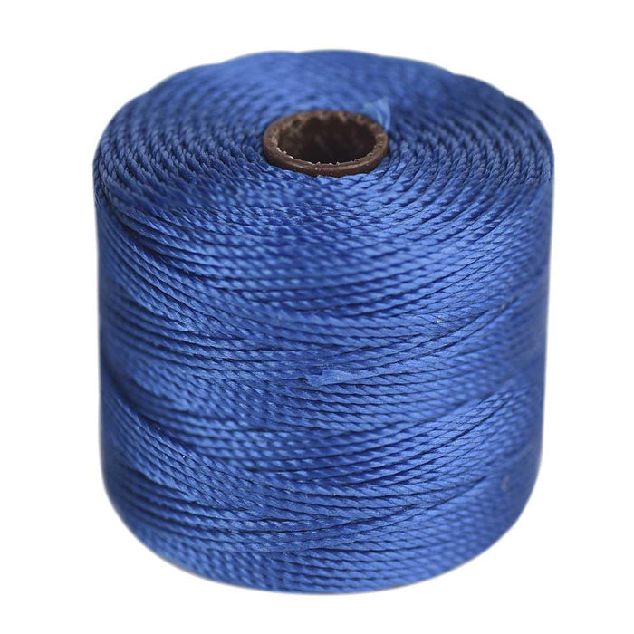 S-Lon 0.5mm Capri Blue nylon bead cord, full spool on a white background