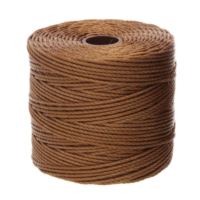S-Lon 0.5mm milk chocolate brown nylon bead cord on a full spool
