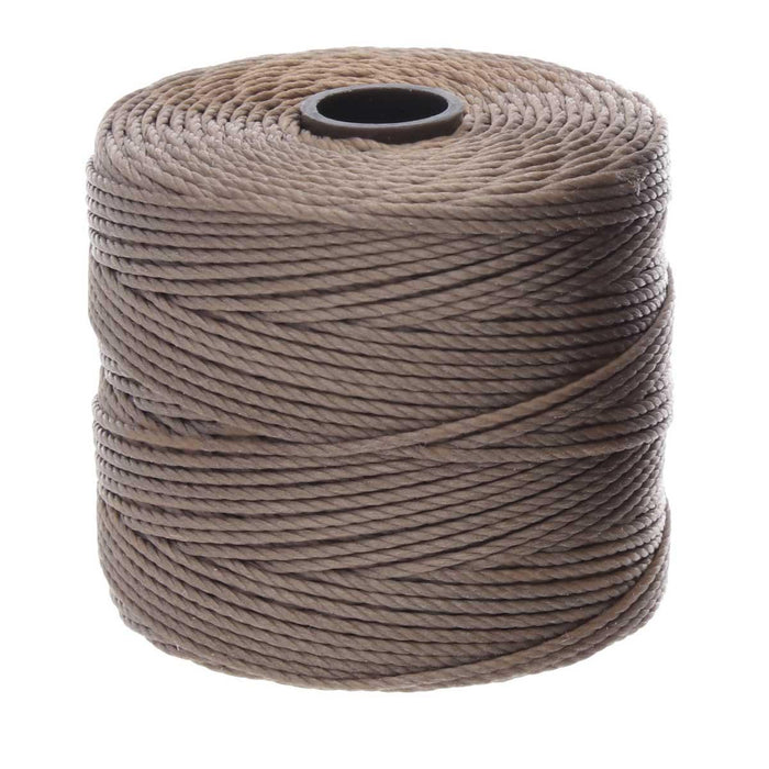 S-Lon 0.5mm cocoa nylon bead cord on a full spool, front view