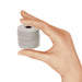 Hand holding a small spool of S-Lon cream nylon bead cord to show its size