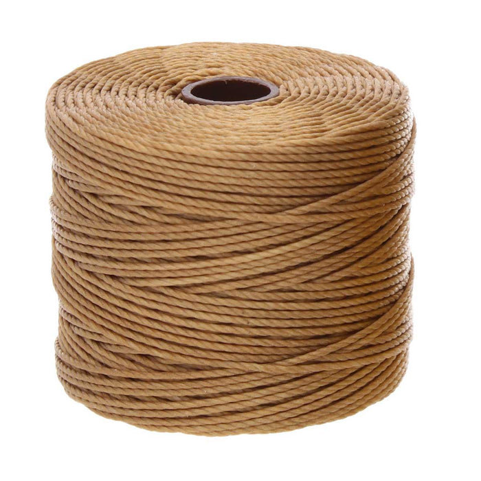 S-Lon 0.5mm dark tan nylon bead cord on a full spool, front view
