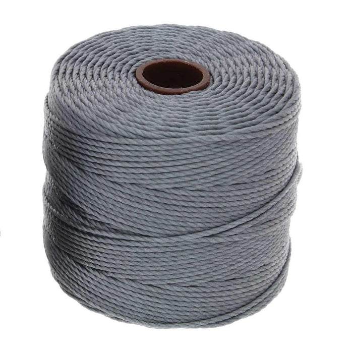 S-Lon 0.5mm grey nylon bead cord, full spool seen from the front