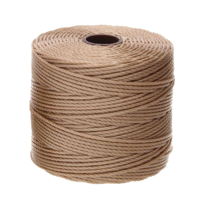 S-Lon 0.5mm light brown nylon bead cord on a full spool, front view