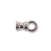 Silver Plated Crimp Cord End with Ring (7.4x2.9mm, 1.5mm Hole)