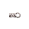 Silver Plated Crimp Cord End with Ring (9.3x3.4mm, 2mm Hole)