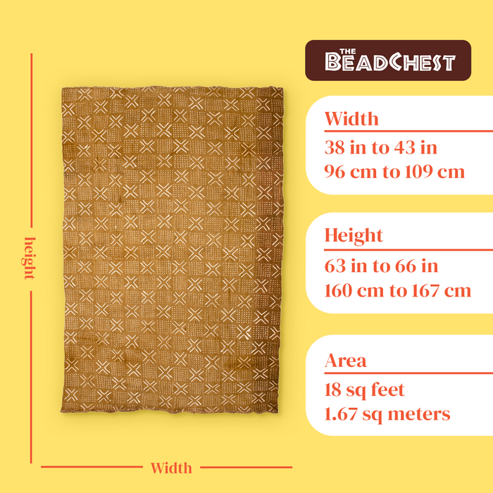 Caramel Brown Bogolan Mali Mud Cloth (Dotted Cross Design) - The Bead Chest