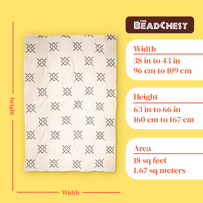 White Bogolan Mali Mud Cloth (Bullseye Design) - The Bead Chest