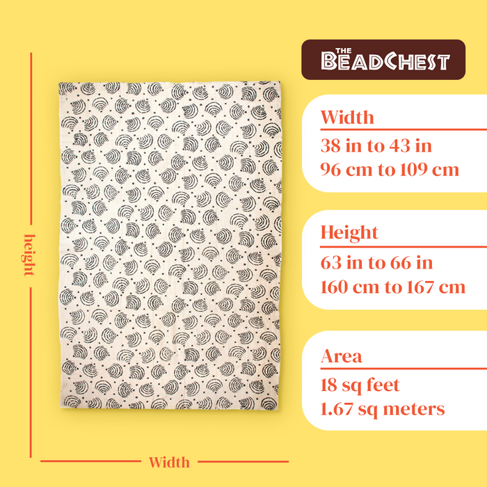 White Bogolan Mali Mud Cloth (Radar Design) - The Bead Chest