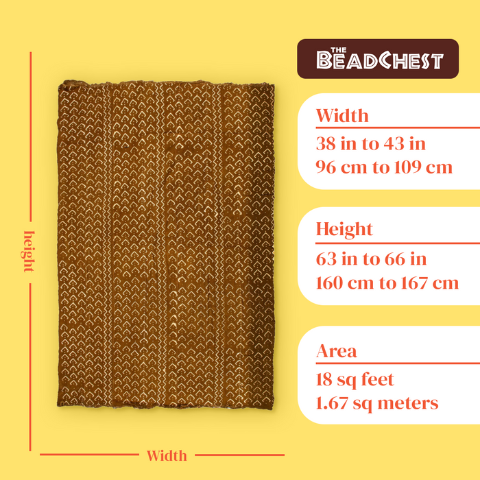 Caramel Brown Bogolan Mali Mud Cloth (Dotted Bowl Design) - The Bead Chest