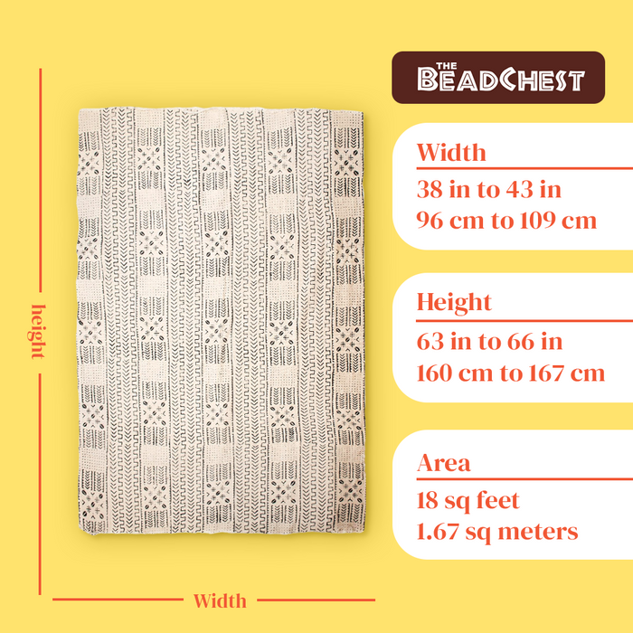 White Bogolan Mali Mud Cloth (Goundam Design) - The Bead Chest