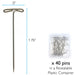 T-pin size diagram: 1.75 inch length, .5 inch head width, 40 pins in a resealable plastic container