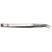 BeadSmith bent knotting tweezers in silver metal with slim angled tips, shown from the side on a white background