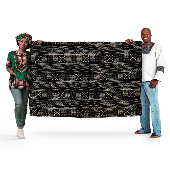 Ebony Black Bogolan Mali Mud Cloth (Koro Design) - The Bead Chest