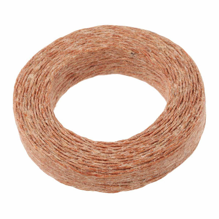 Tan waxed linen cord coil, top view showing the twisted, waxed texture