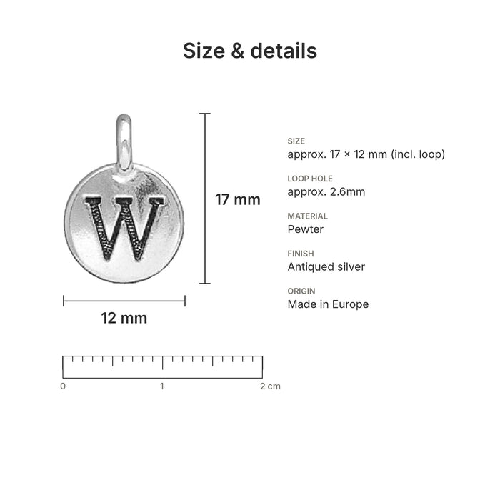 alphabet charms size details w