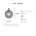 Antiqued silver Asian coin charm size and details: 25 x 21 mm pewter, 2.5mm loop hole, made in Europe