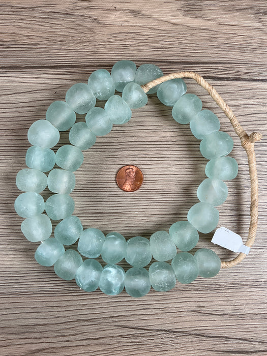 Hidden Gems: Clear Aqua Recycled Glass Beads (18mm)