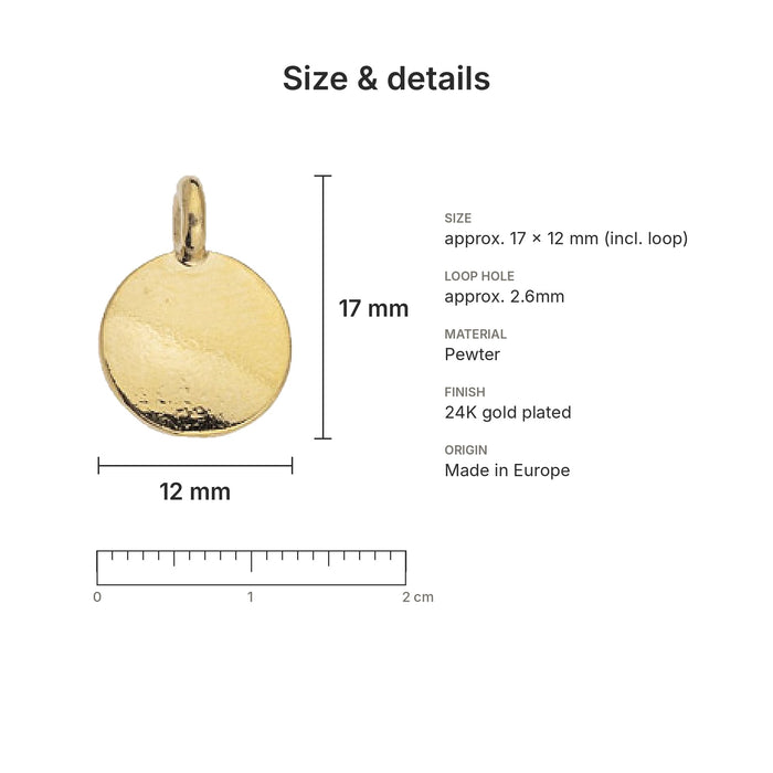 blank charms size details gold