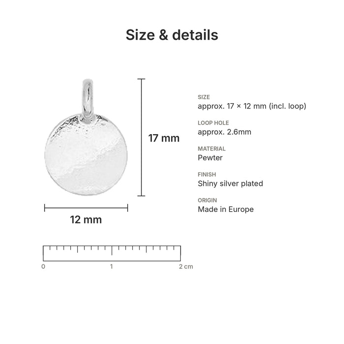 blank charms size details shiny silver