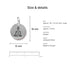 Antiqued silver Buddha coin charm size and details: 16 x 12 mm pewter, 2.5mm loop hole, made in Europe