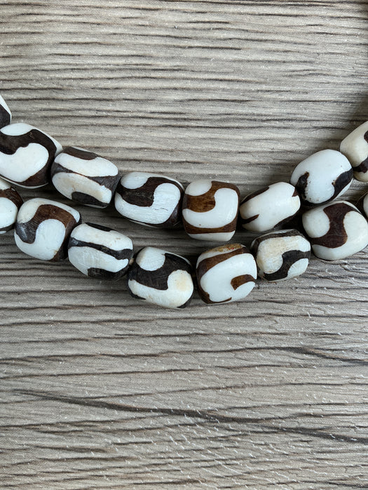 Hidden Gems: Swirl Design Batik Bone Beads
