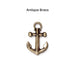 Antiqued brass anchor charm, front