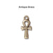 Antiqued brass ankh charm, front