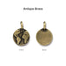 Antiqued brass earth globe coin charm, front and back