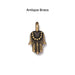 Antiqued brass tiny hamsa hand charm, front