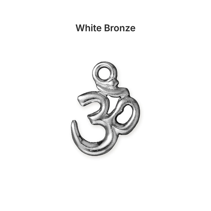 White bronze open Om charm, front