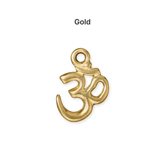 Gold open Om charm, front
