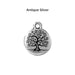Antiqued silver tree of life charm, front