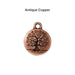 Antiqued copper tree of life charm, front