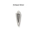 Antiqued silver woven spike charm, front