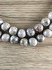 Hidden Gems: Grey Round Fossil Stone Beads