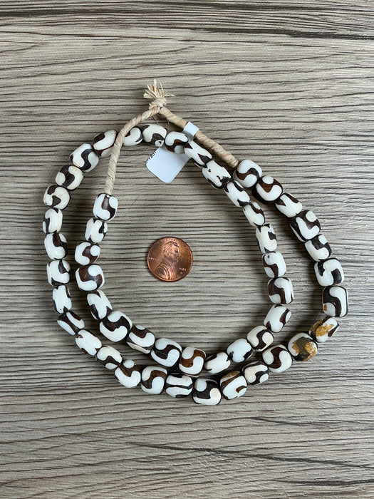 Hidden Gems: Swirl Design Batik Bone Beads