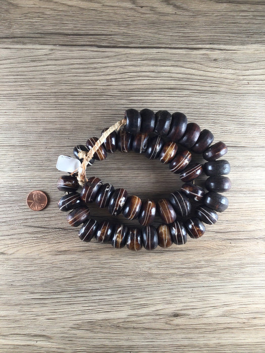 Hidden Gems: Brown Batik Bone Beads (Large)